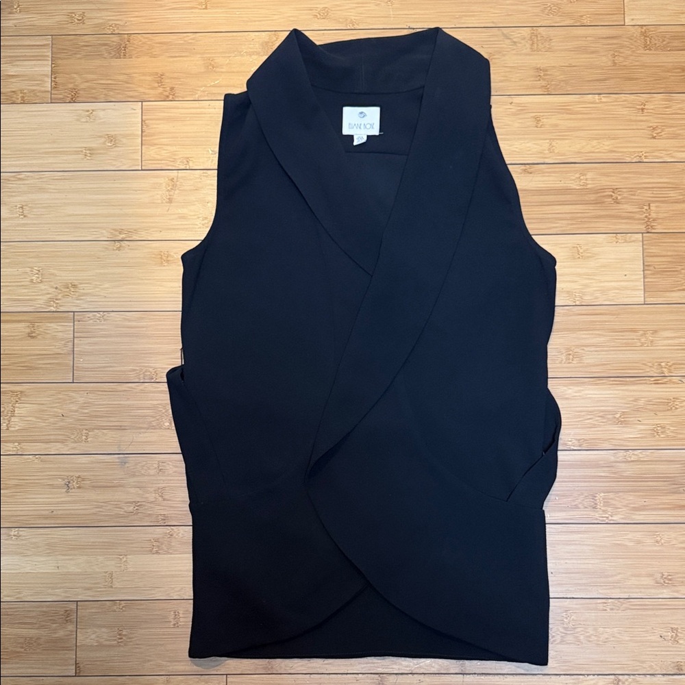 ELIANE ROSE Black Draped Open-Front Sleeveless Vest